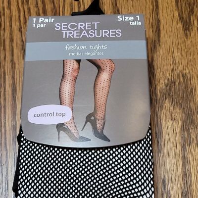 Secret Treasures Fashion Tights Control Top Fishnet Black Size 1